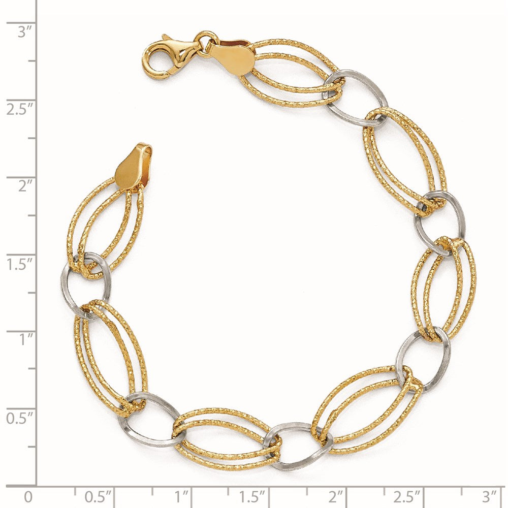 Sterling Silver Gold-tone Flash 18k Plated Link Bracelet