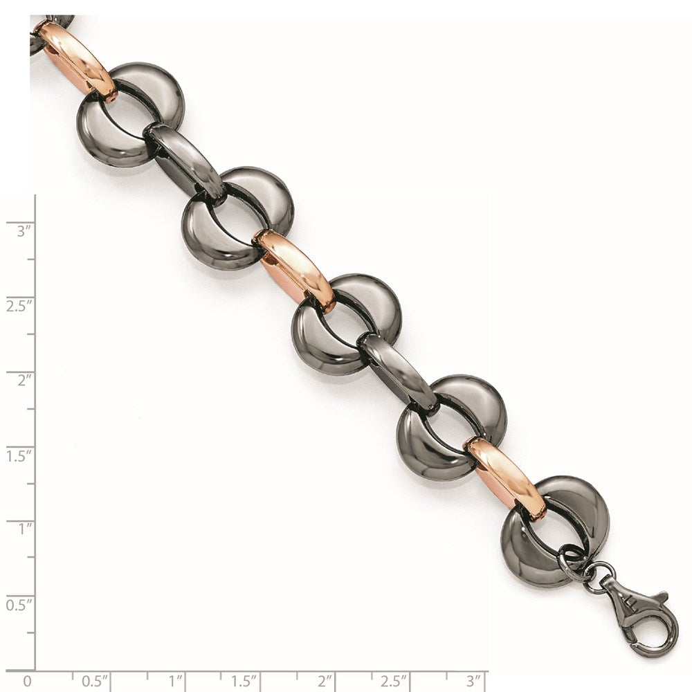 Sterling Silver Ruthenium/Rose-tone Flash 24k Plated Bracelet