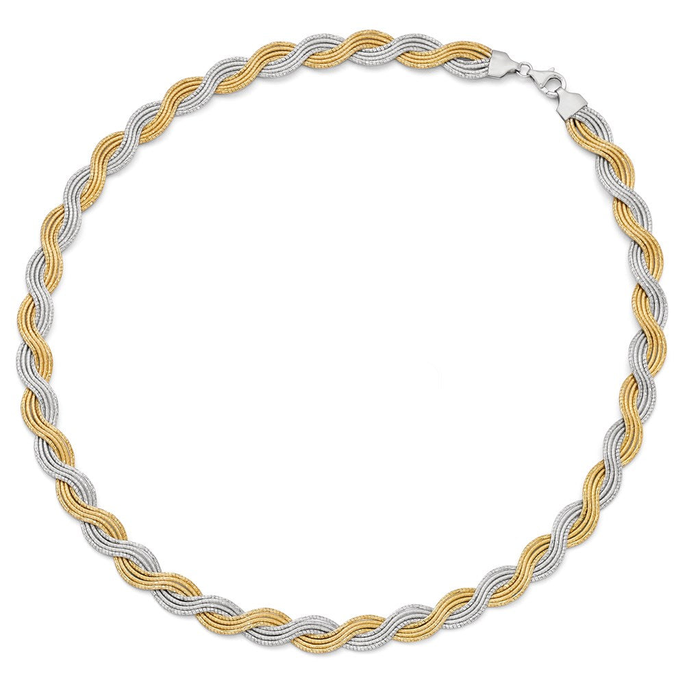 Sterling Silver Gold-plated Diamond-cut Twisted Necklace