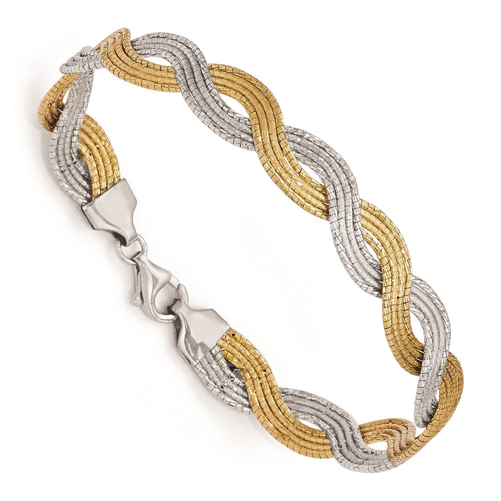 Sterling Silver Gold-plated Diamond-cut Twisted Bracelet