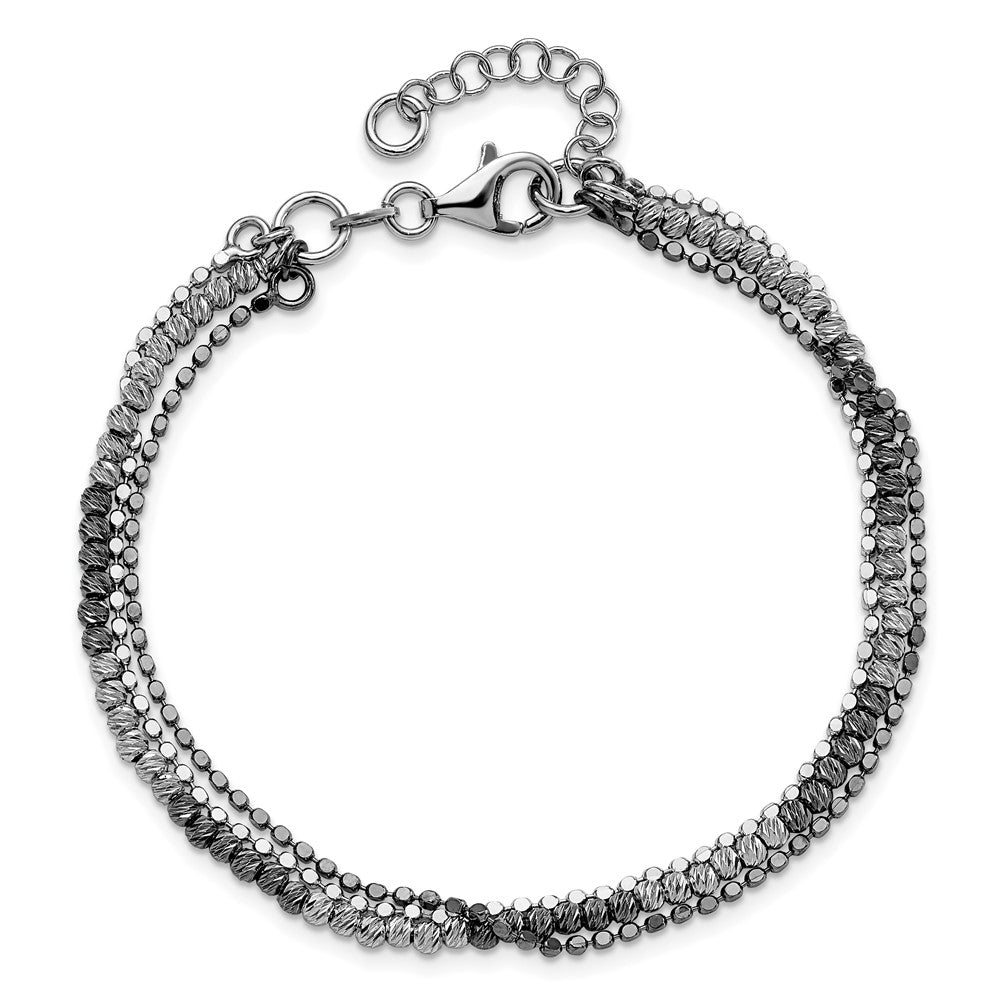 Sterling Silver Ruthenium-plated D/C w/1in ext Bracelet