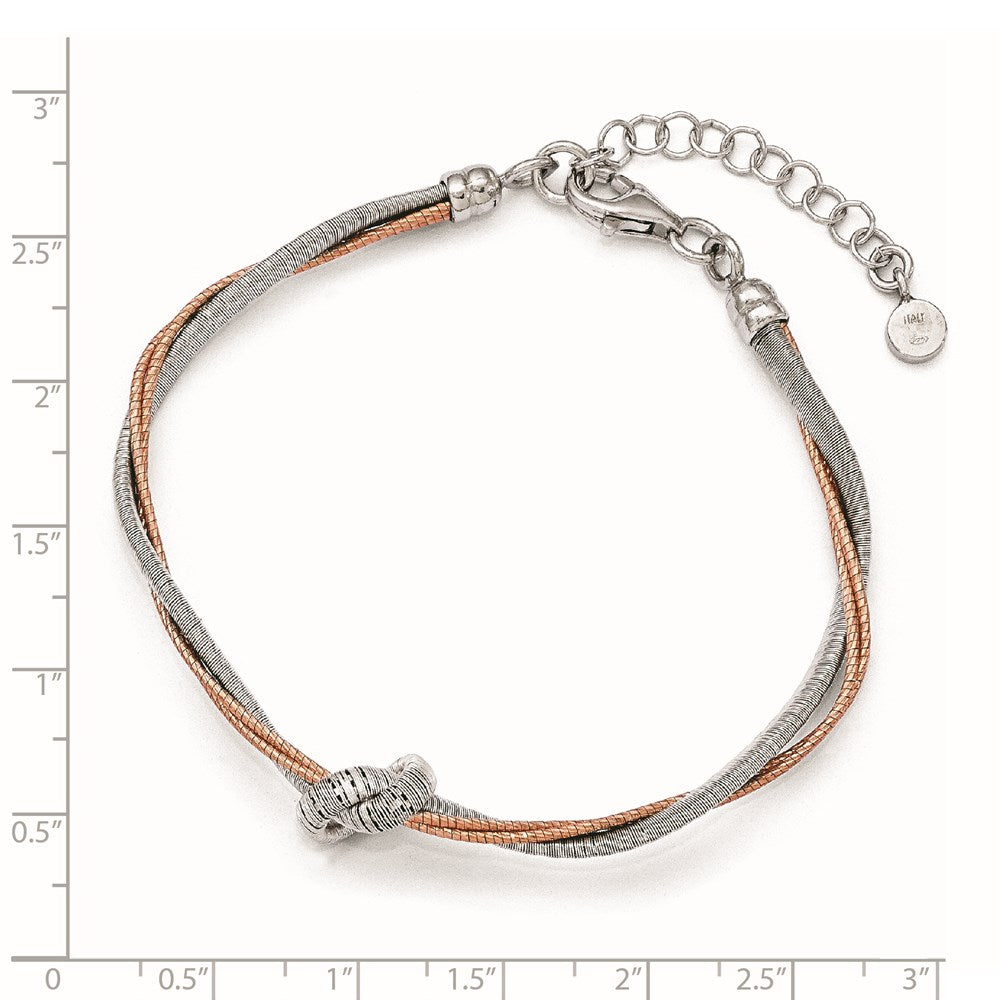 Sterling Silver Rose Gold-plated 7.5in/1in Ext Bracelet