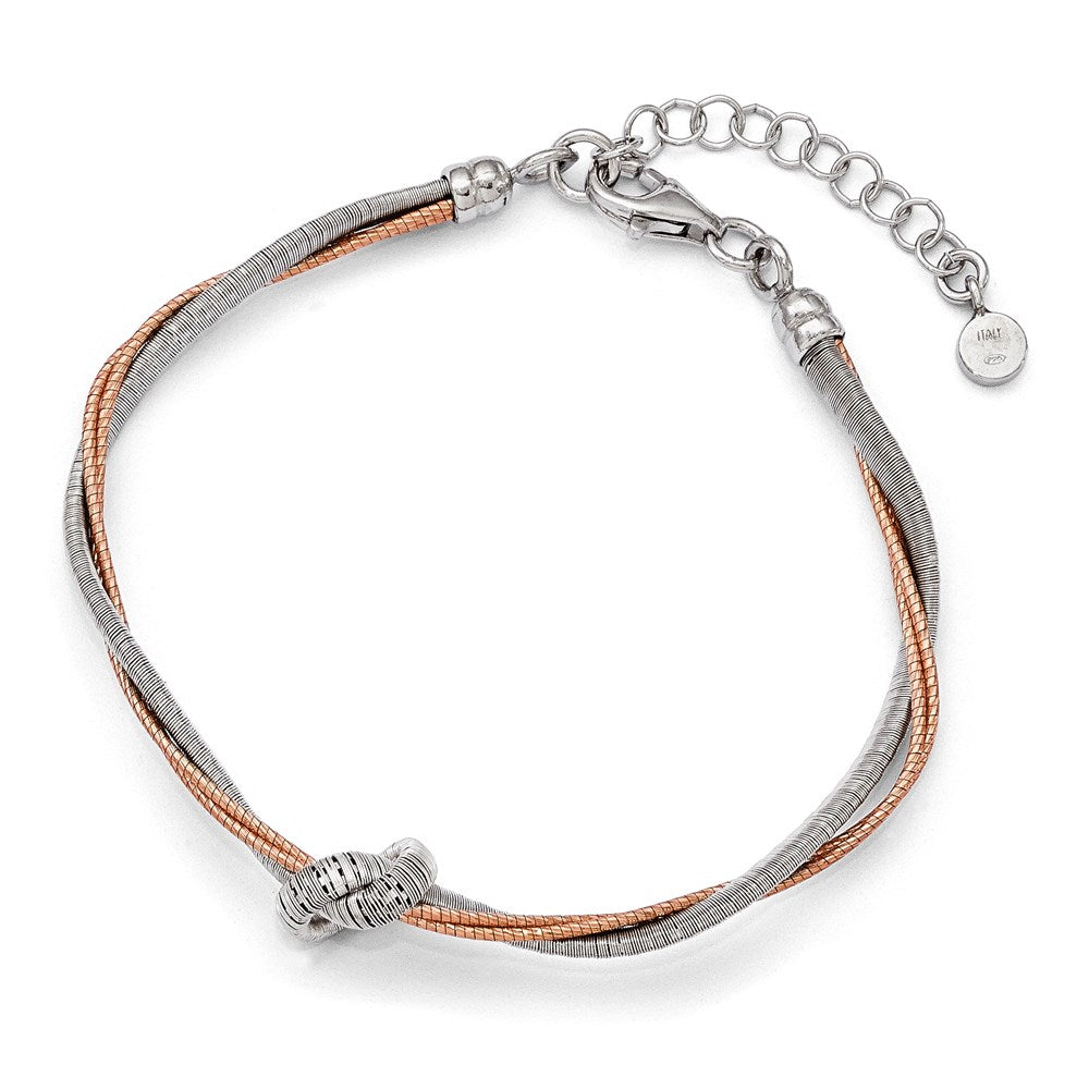 Sterling Silver Rose Gold-plated 7.5in/1in Ext Bracelet