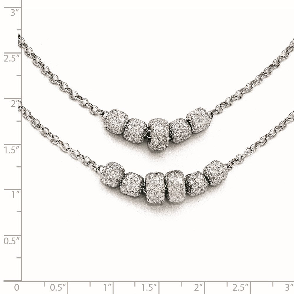 Sterling Silver Diamond Cut Beaded Two Strand Necklace