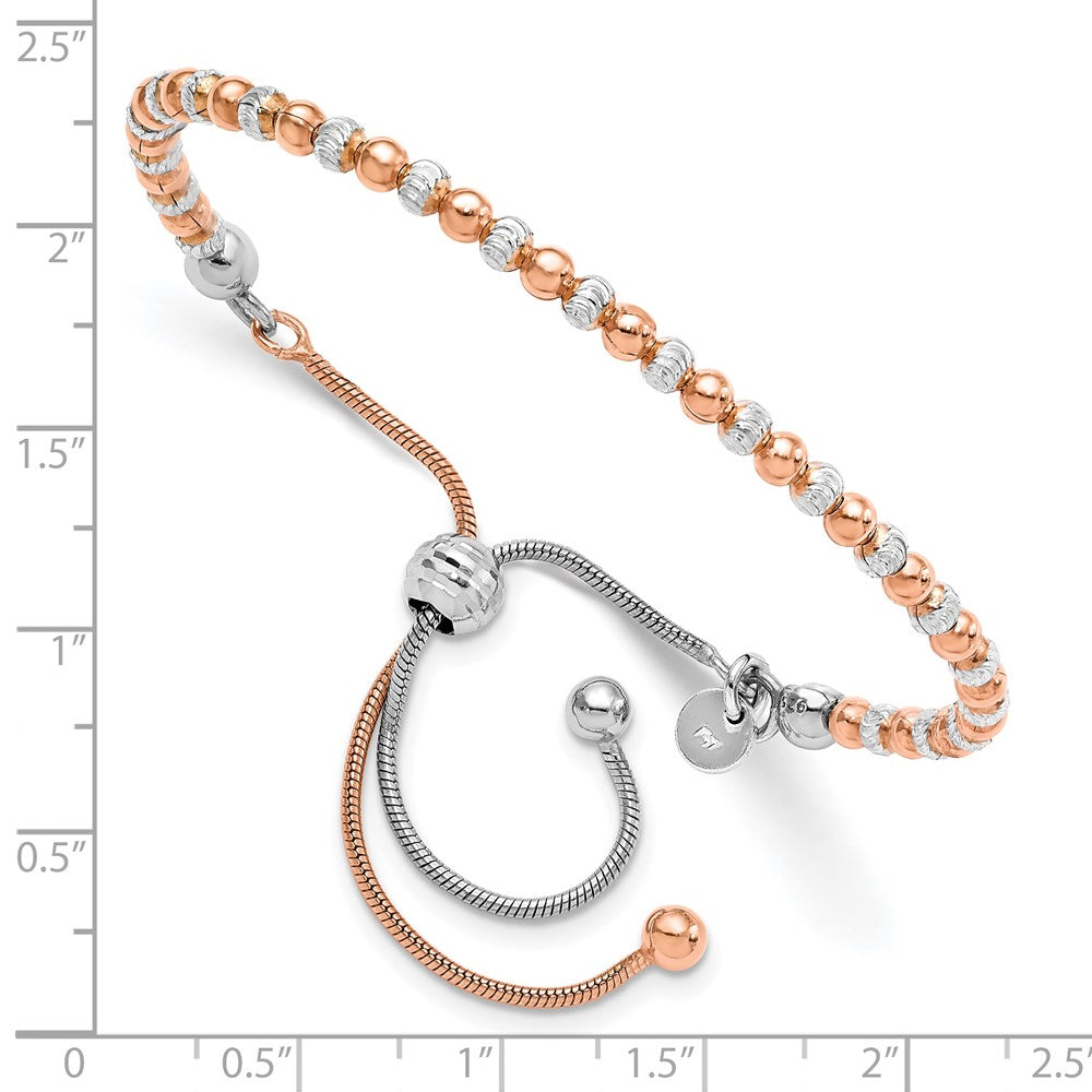 Sterling Silver Rose Gold-plated D/C Adjustable Bracelet