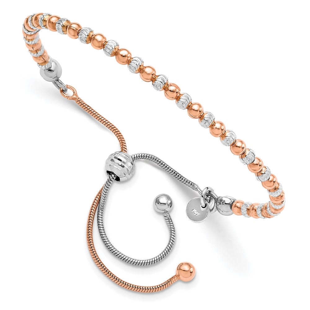 Sterling Silver Rose Gold-plated D/C Adjustable Bracelet