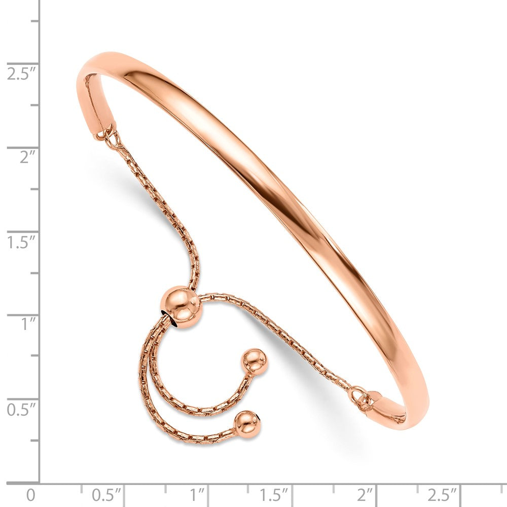 Sterling Silver Rose Gold-plated Polished Adjust Bangle