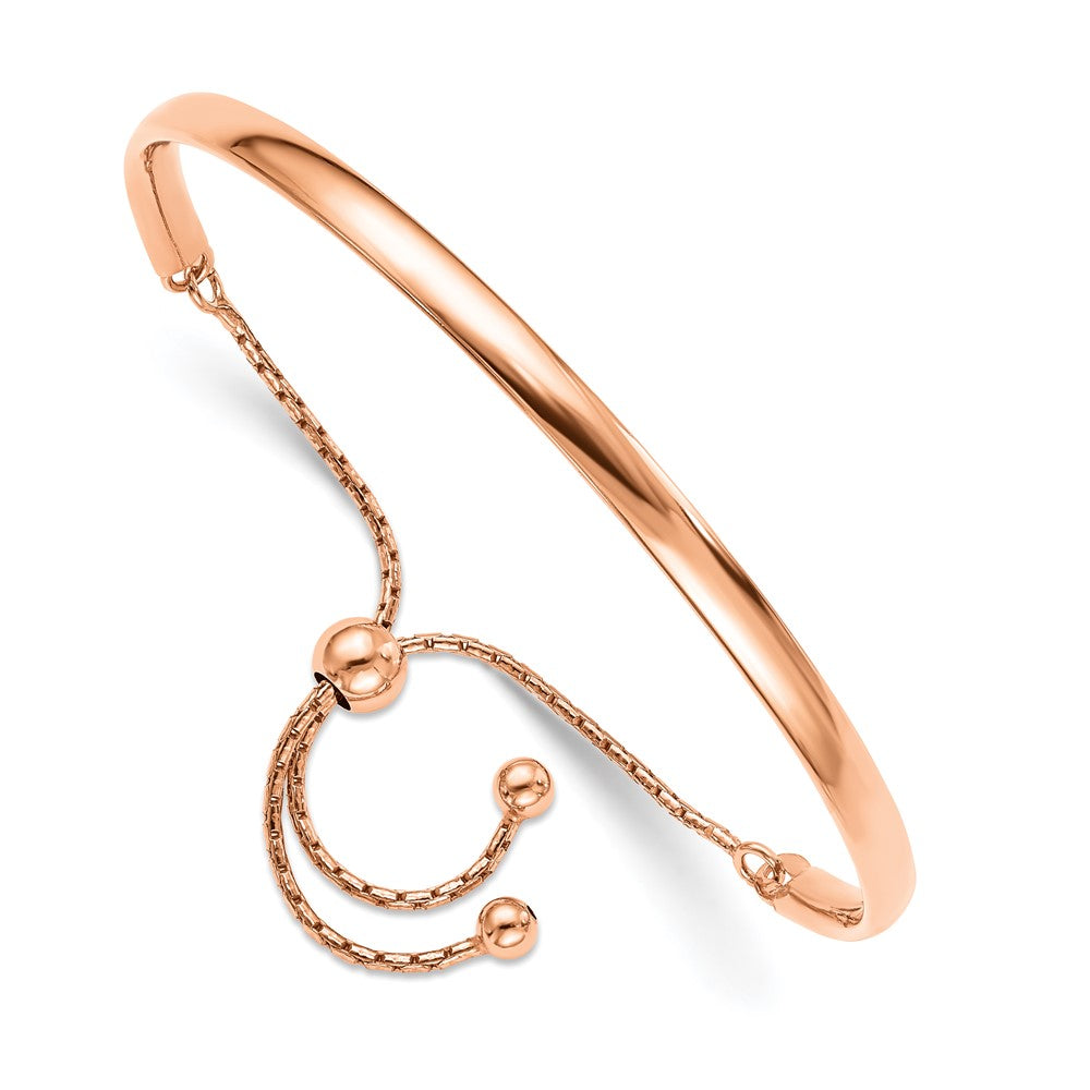 Sterling Silver Rose Gold-plated Polished Adjust Bangle