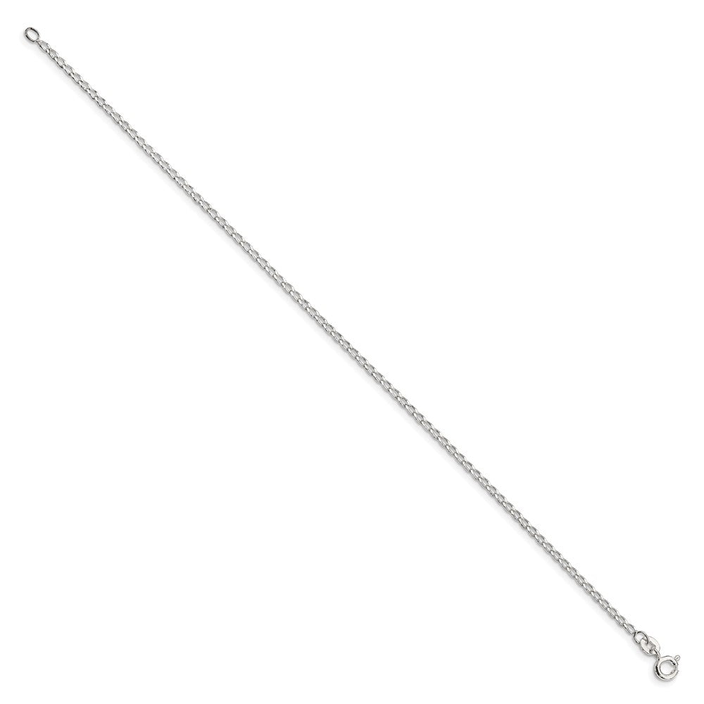 Sterling Silver 1.5mm Open Elongated Link Chain Anklet