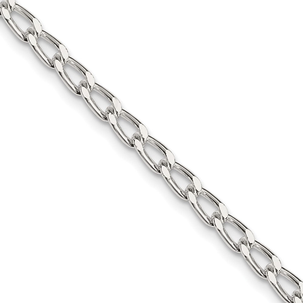 Amore La Vita Sterling Silver Rhodium-plated Polished 3.2mm 7 inch Open Link with Lobster Clasp Chain Charm Bracelet