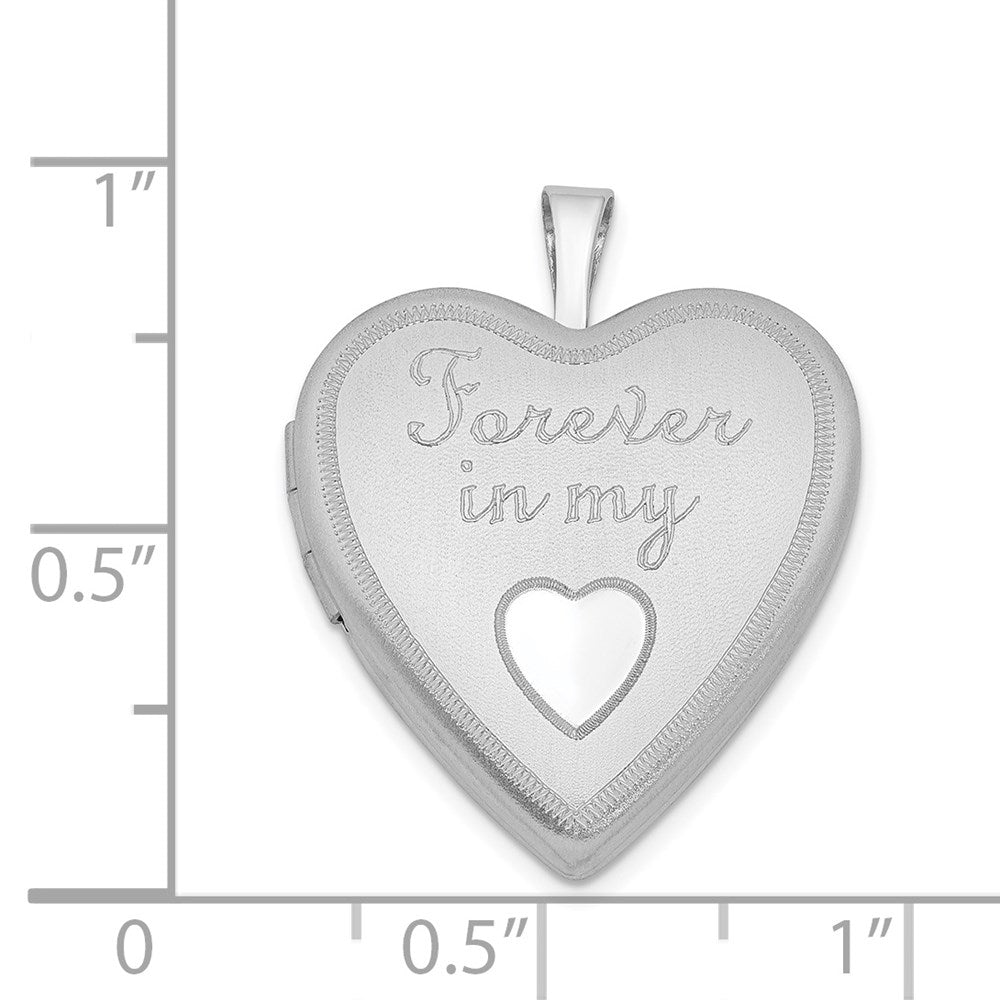 Sterling Silver Rhodium-plated 20mm Forever In My Heart Locket