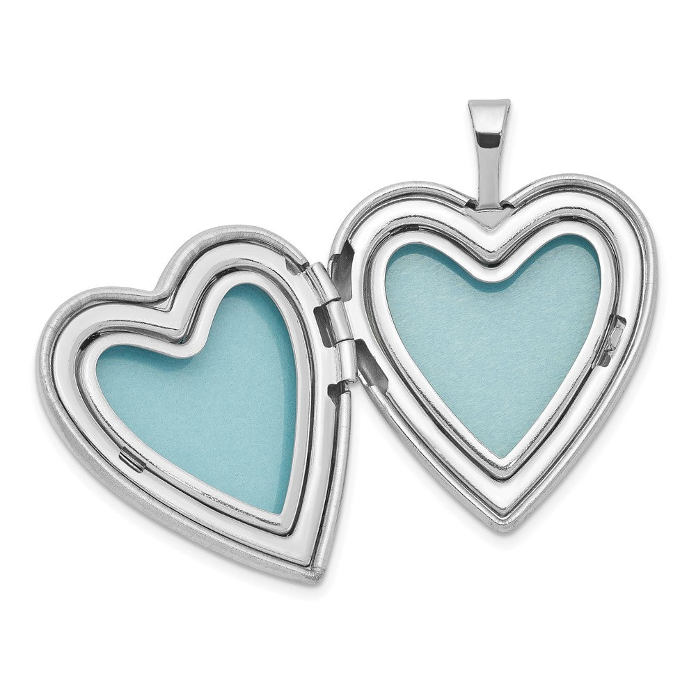 Sterling Silver Rhodium-plated Polished & Satin Butterfly Heart 18in Locket Necklace & 14in Pendant Necklace Set