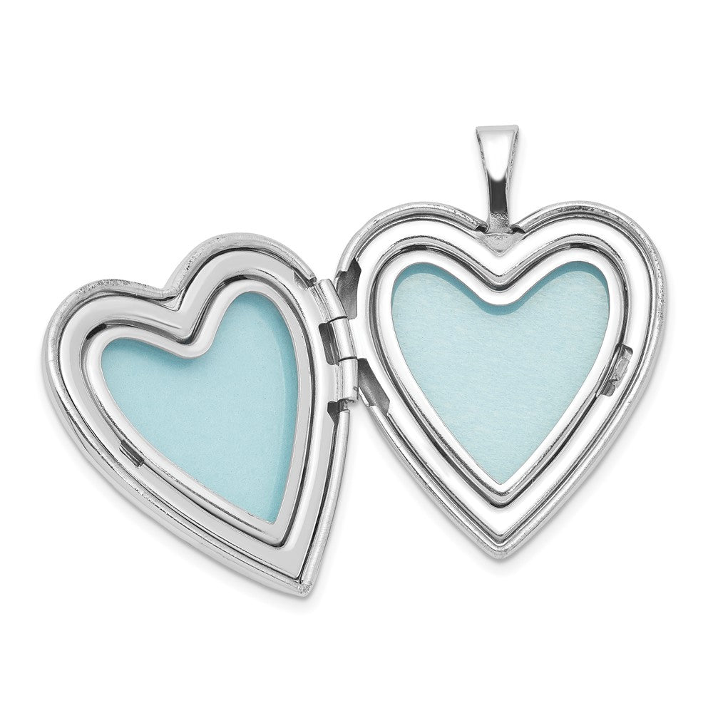 Sterling Silver Rhodium-plated Polished & Satin Hand & Hearts Mother/Daughter Locket & Pendant Necklace Set