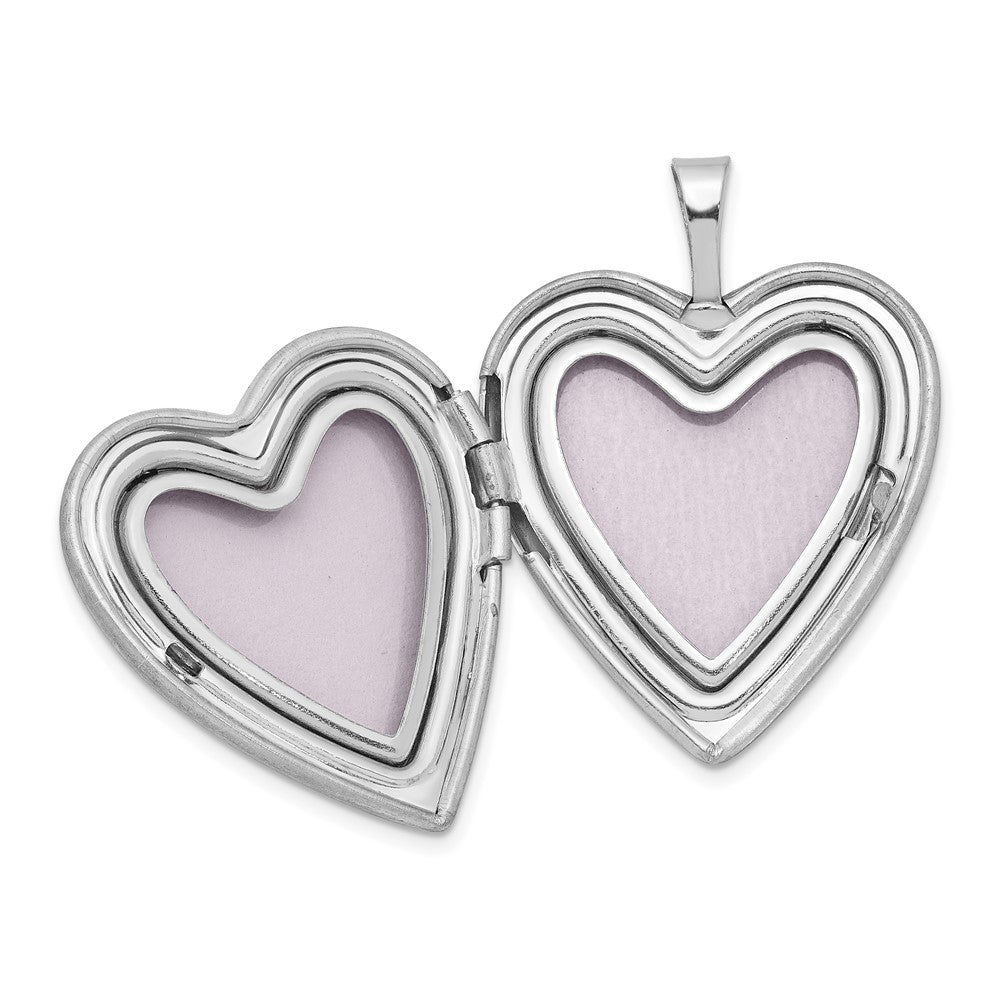 Sterling Silver Rhodium-plated Polished & satin Butterfly Heart 18in Locket Necklace and 14in Pendant Necklace Set