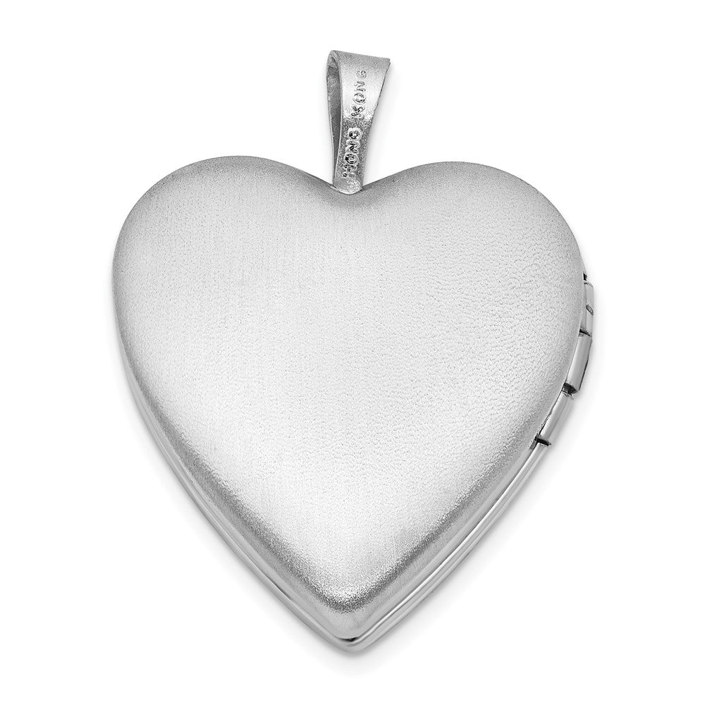 Sterling Silver Polished Crystal Heart Locket