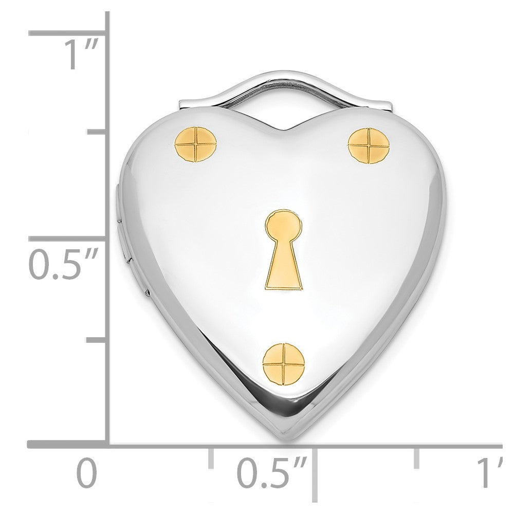 Sterling Silver & Gold-Plated Polished 20mm Lock Heart Locket