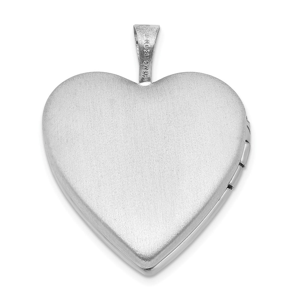 Sterling Silver Satin & Diamond-cut Enameled Mis Quince Heart Locket