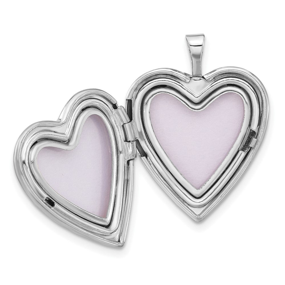 Sterling Silver Satin & Diamond-cut Enameled Mis Quince Heart Locket