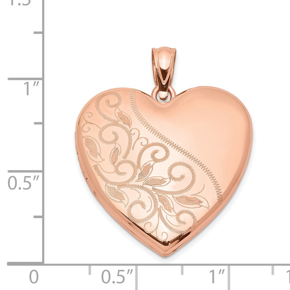 Sterling Silver Rose Gold-plated 24mm Scrolled Heart Family Locket