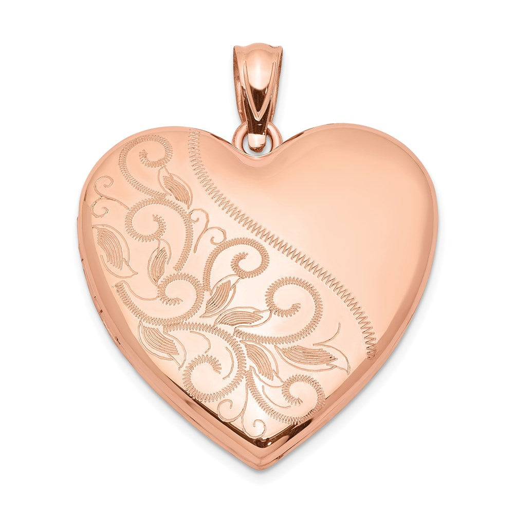 Sterling Silver Rose Gold-plated 24mm Scrolled Heart Family Locket