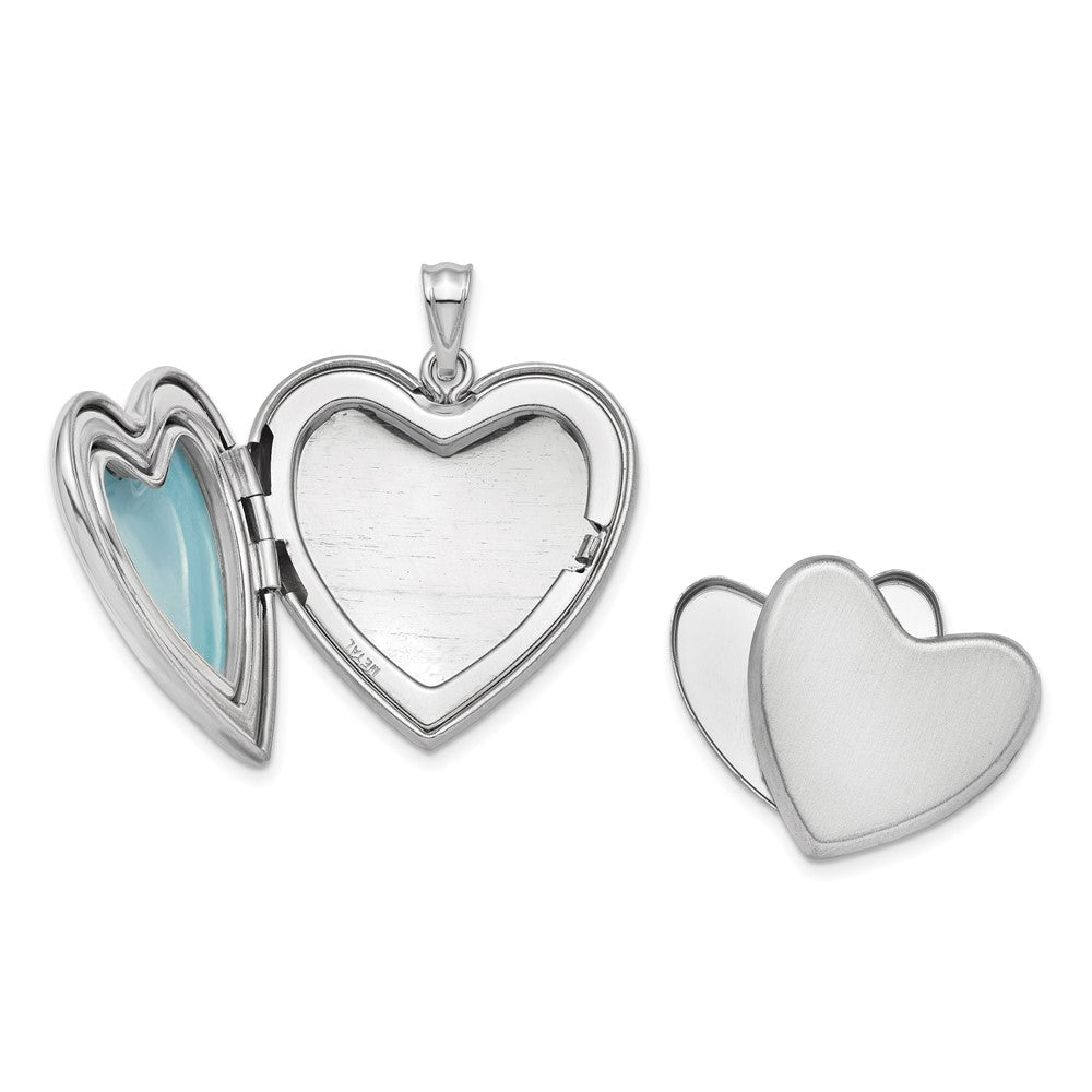 Sterling Silver Rhodium-plated 24mm Scrolled Ash Holder Heart Locket