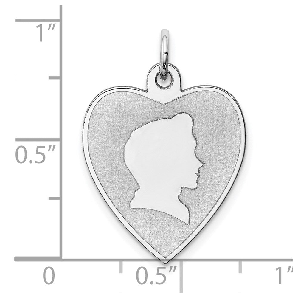 Sterling Silver Rhodium-plated Engraveable Boy Disc Charm