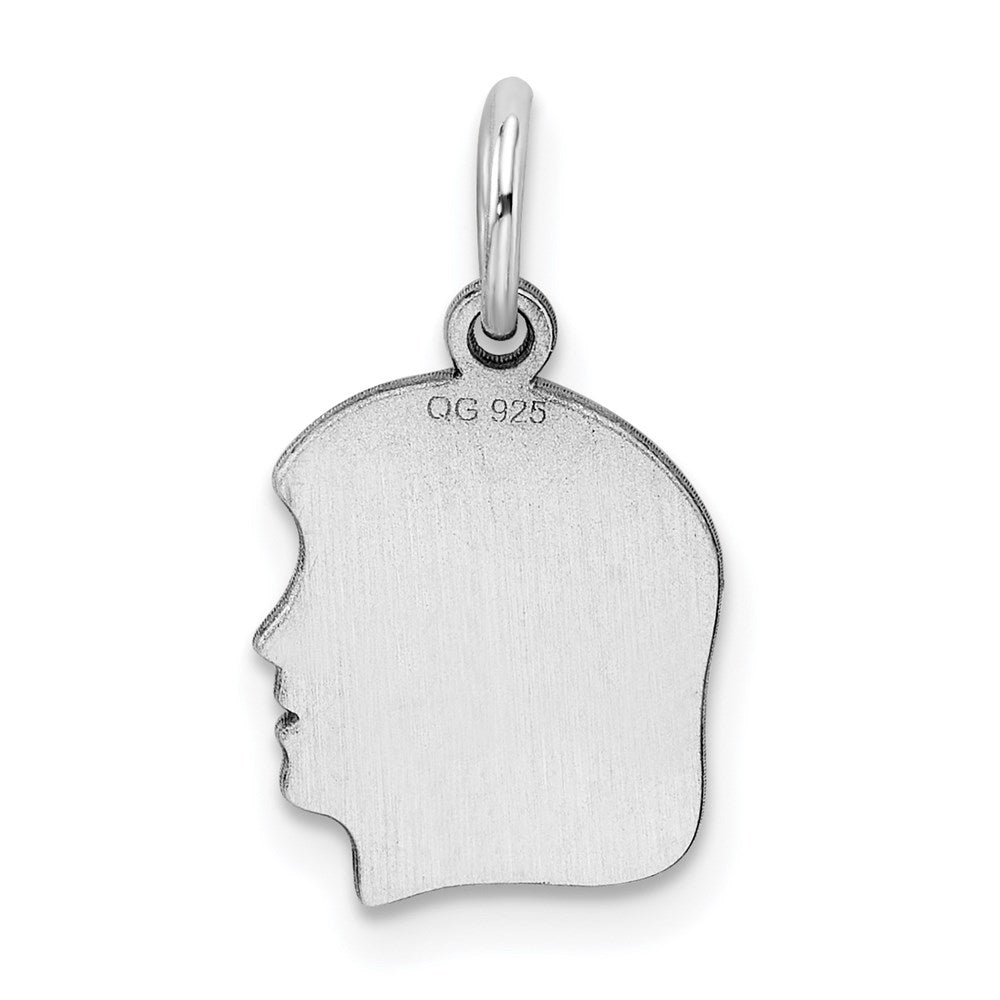 Sterl Silver Rh-plt Engraveable Girl Polished Front/Satin Back Disc Charm