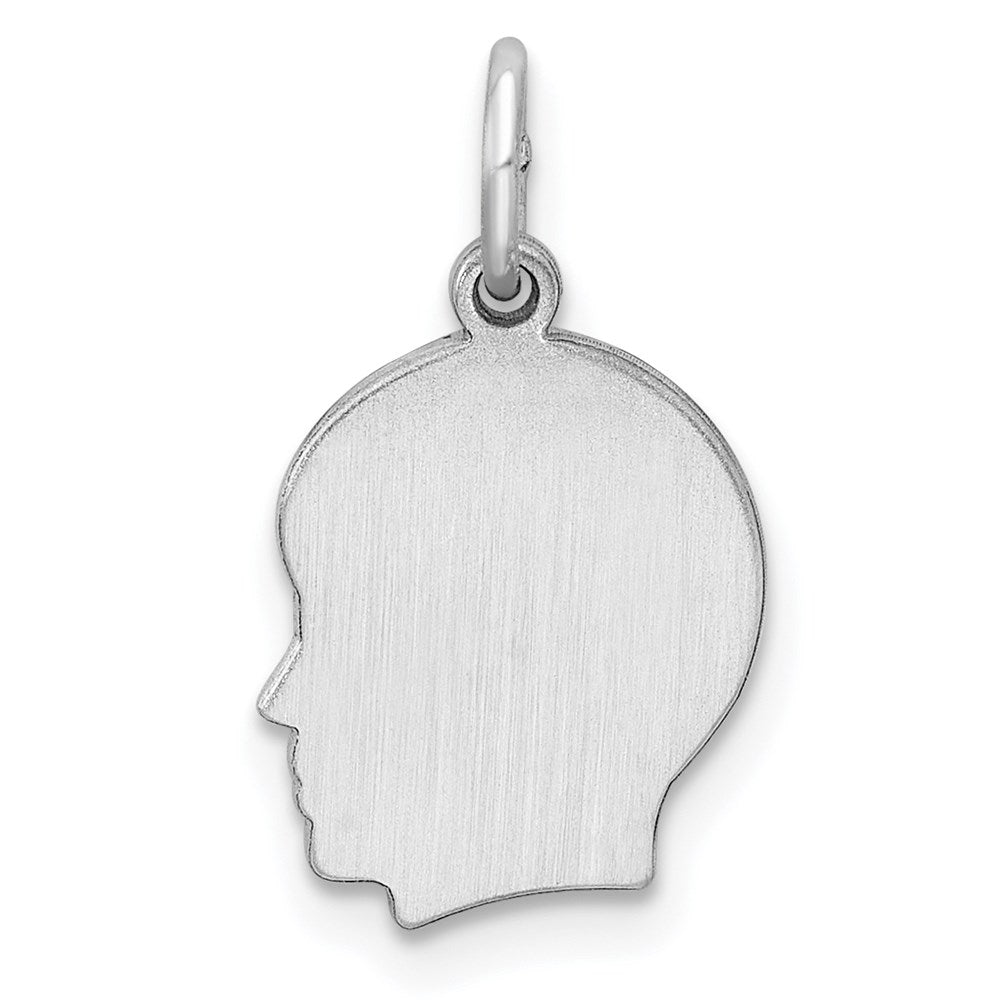 Sterl Silver Rh-plt Engraveable Boy Polished Front/Satin Back Disc Charm