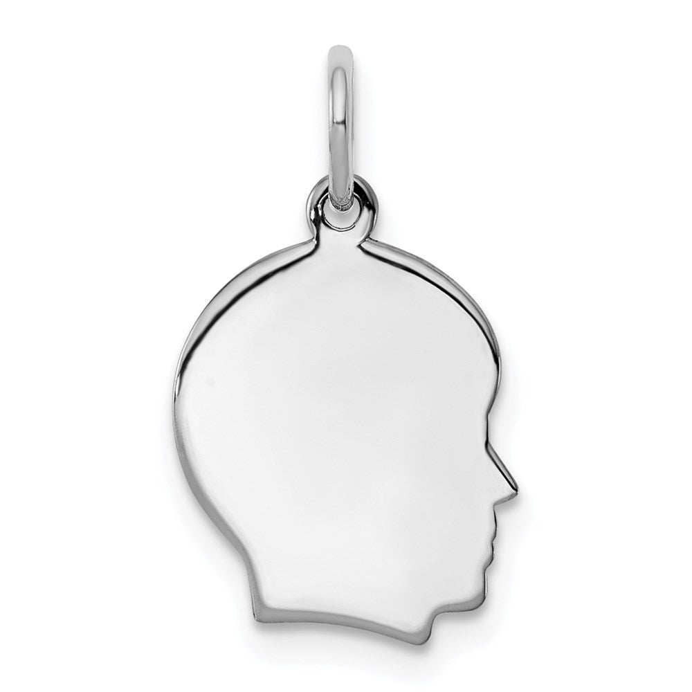 Sterl Silver Rh-plt Engraveable Boy Polished Front/Satin Back Disc Charm