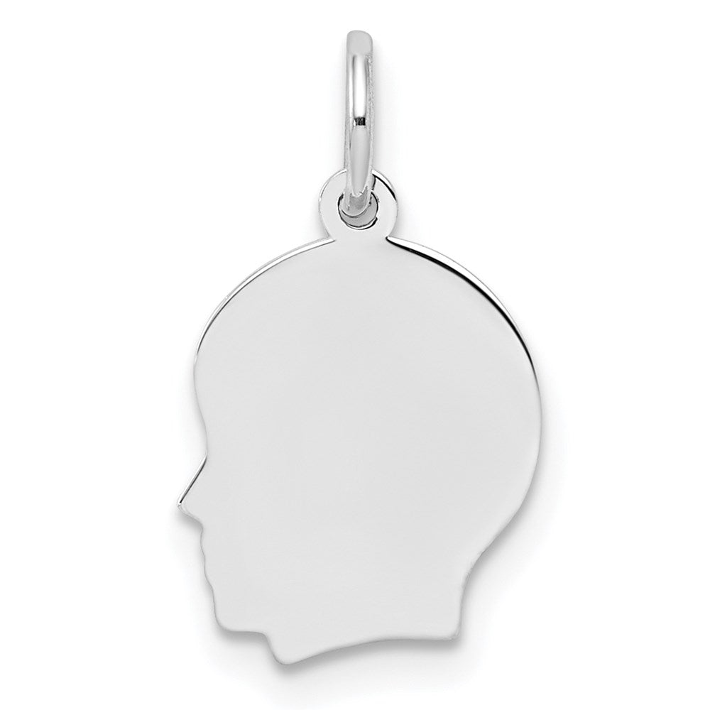 Sterl Silver Rh-plt Engraveable Boy Polished Front/Satin Back Disc Charm