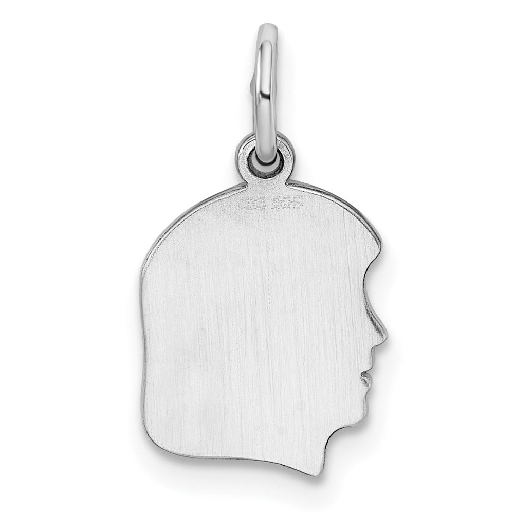 Sterl Silver Rh-plt Engraveable Girl Polished Front/Satin Back Disc Charm