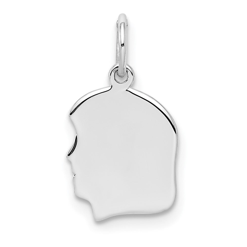 Sterl Silver Rh-plt Engraveable Girl Polished Front/Satin Back Disc Charm