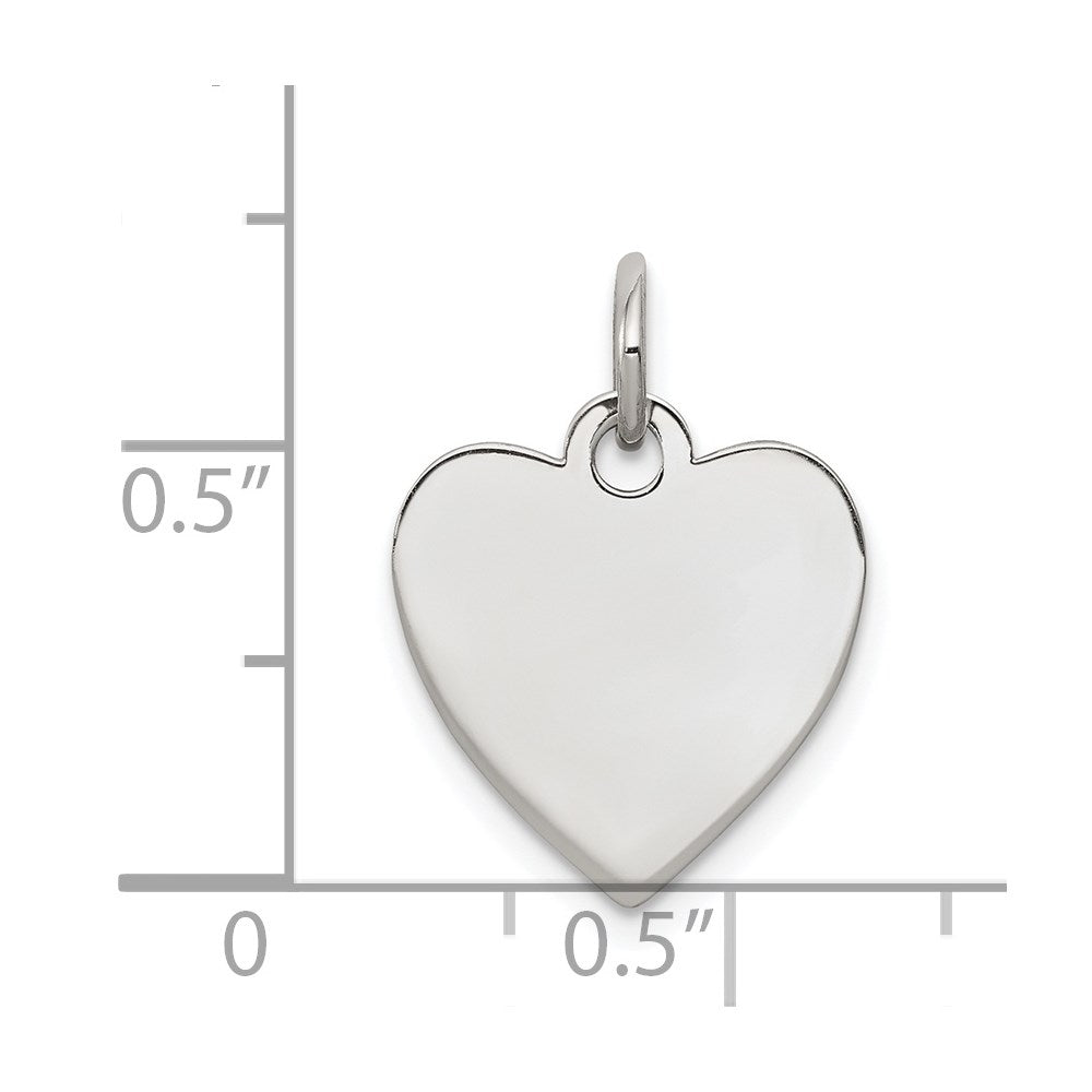 SS Rh-plt Engraveable Heart Polished Front/Satin Back Disc Charm