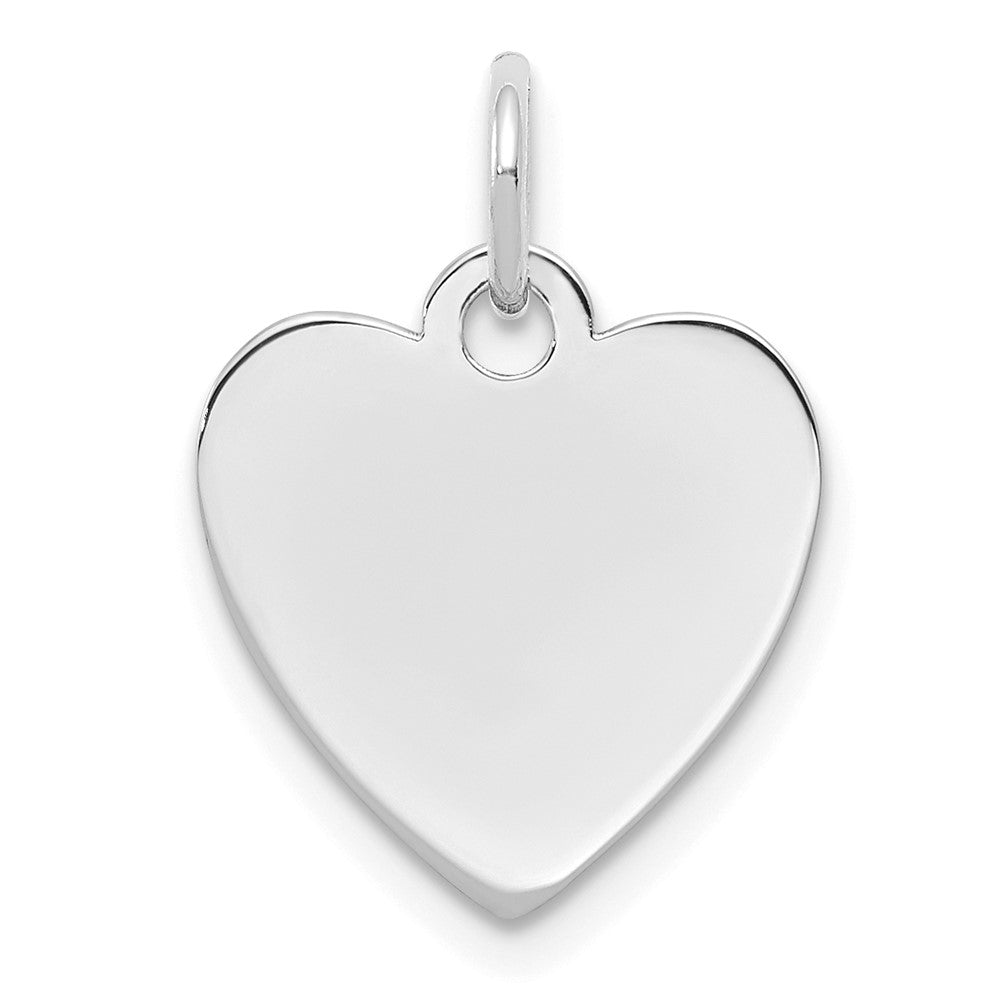 SS Rh-plt Engraveable Heart Polished Front/Satin Back Disc Charm