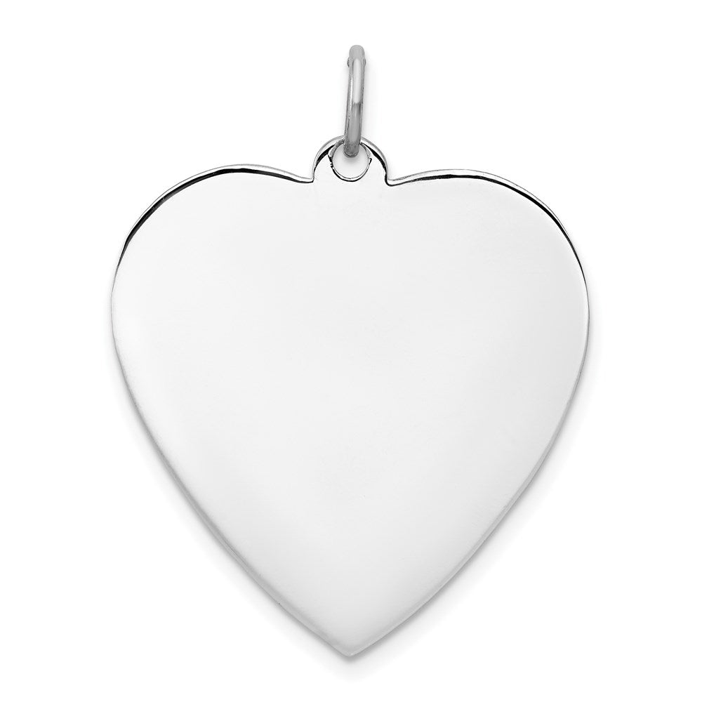 Sterling Silver Rh-plt Engraveable Heart Polished Front/Back Disc Charm