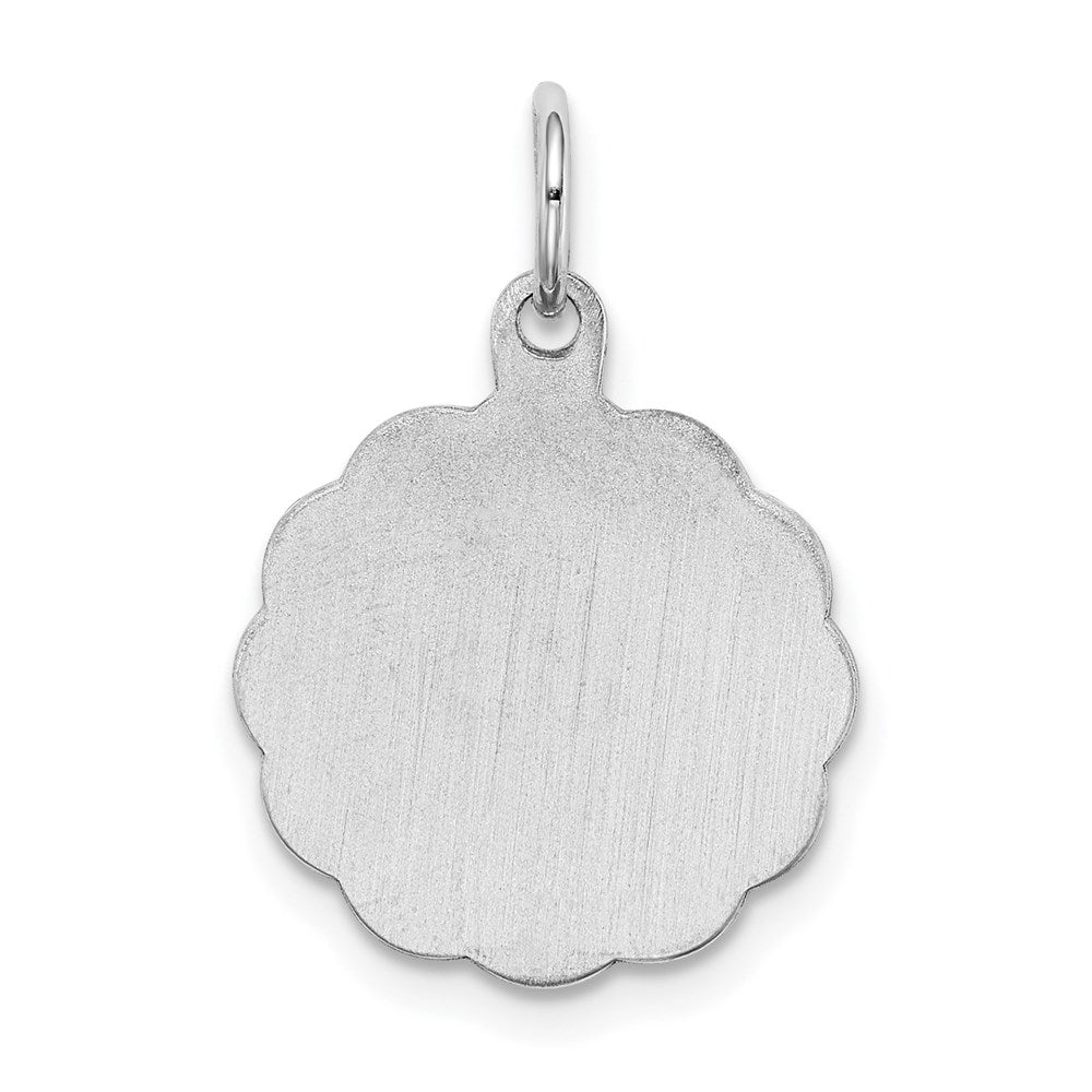 Sterling Silver Rh-plt Engraveable Polished Front/Satin Back Disc Charm