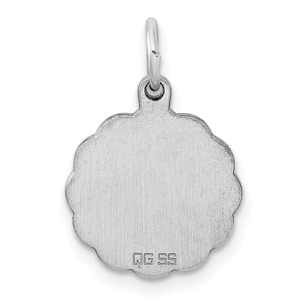 Sterling Silver Rh-plt Engraveable Polished Front/Satin Back Disc Charm