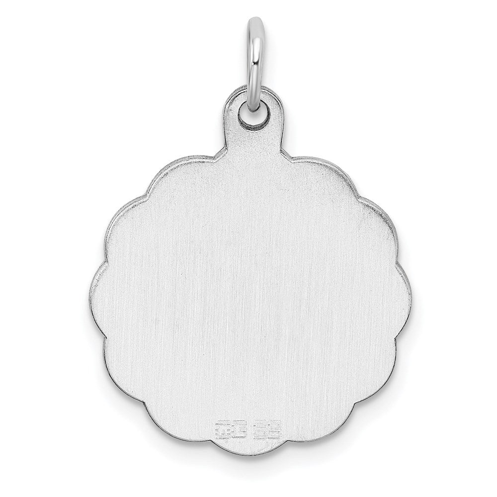 Sterling Silver Rh-plt Engraveable Polished Front/Satin Back Disc Charm