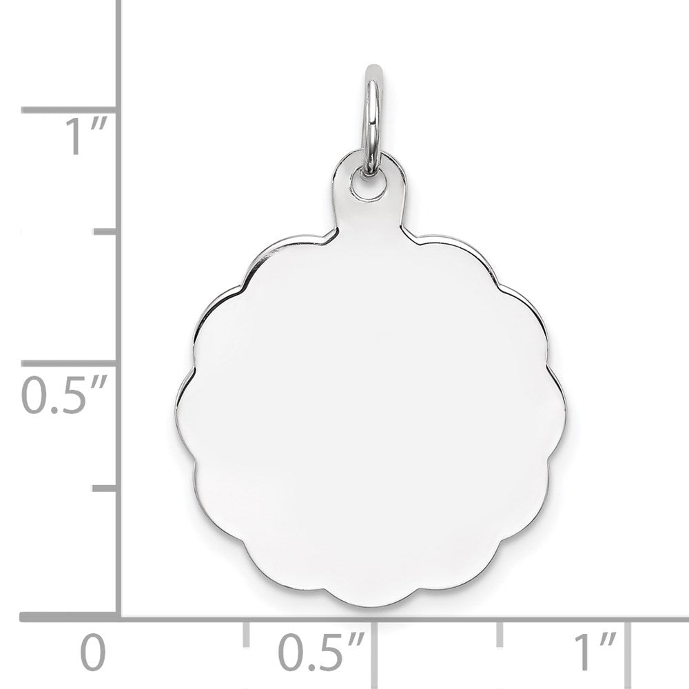 Sterling Silver Rh-plt Engraveable Polished Front/Satin Back Disc Charm