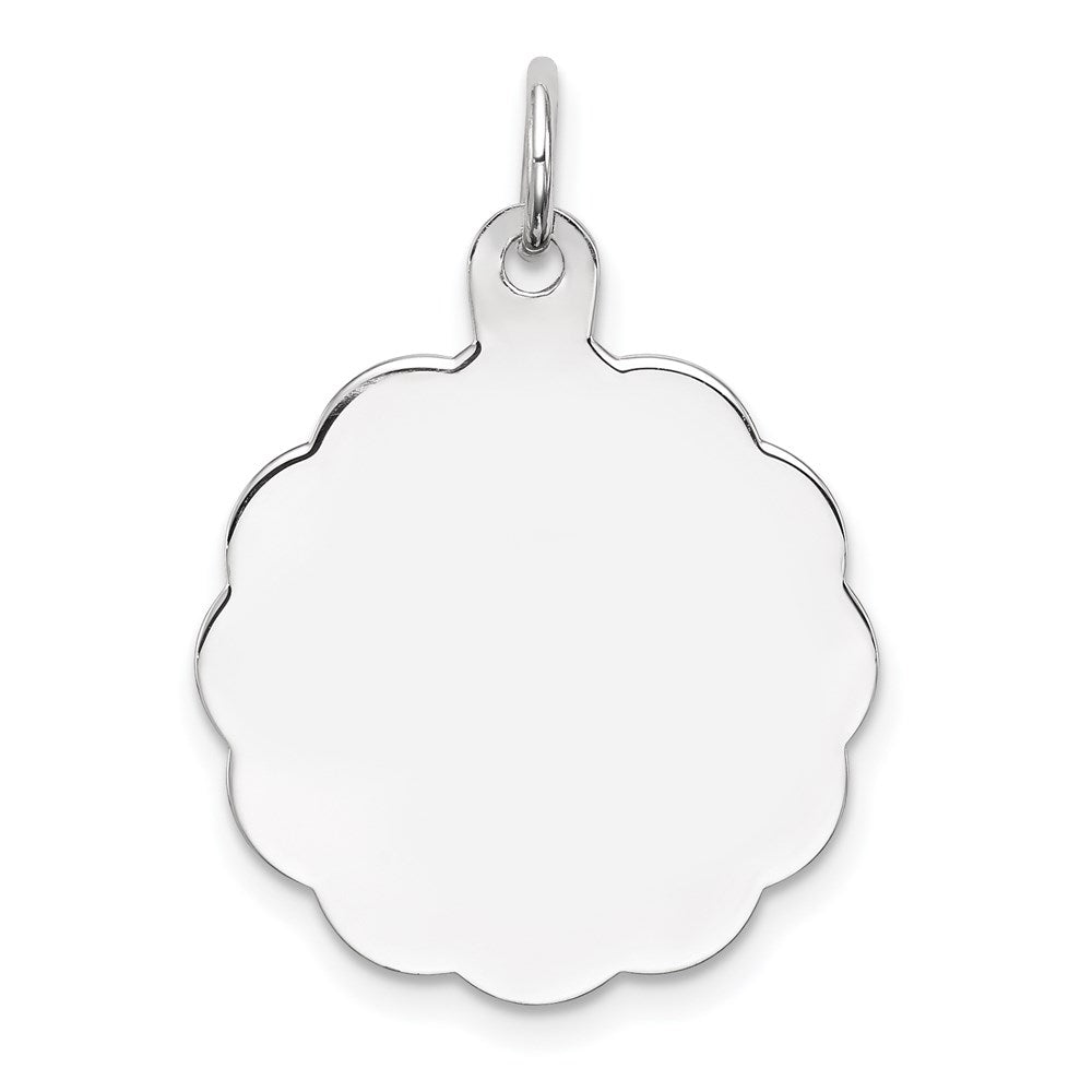 Sterling Silver Rh-plt Engraveable Polished Front/Satin Back Disc Charm