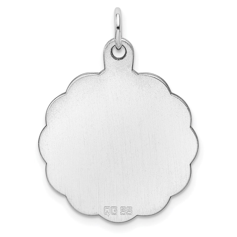 Sterling Silver Rh-plt Engraveable Polished Front/Satin Back Disc Charm