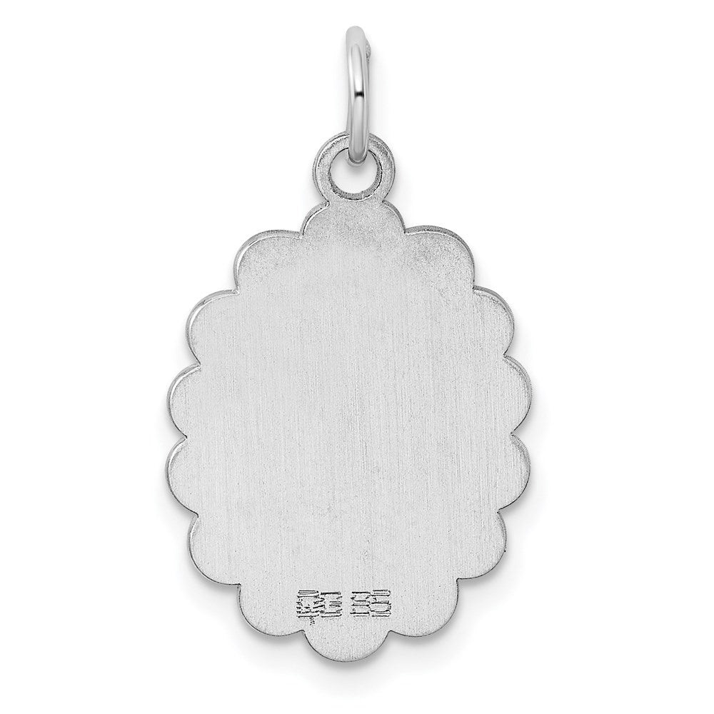 Sterling Silver Rh-plt Engraveable Polished Front/Satin Back Disc Charm