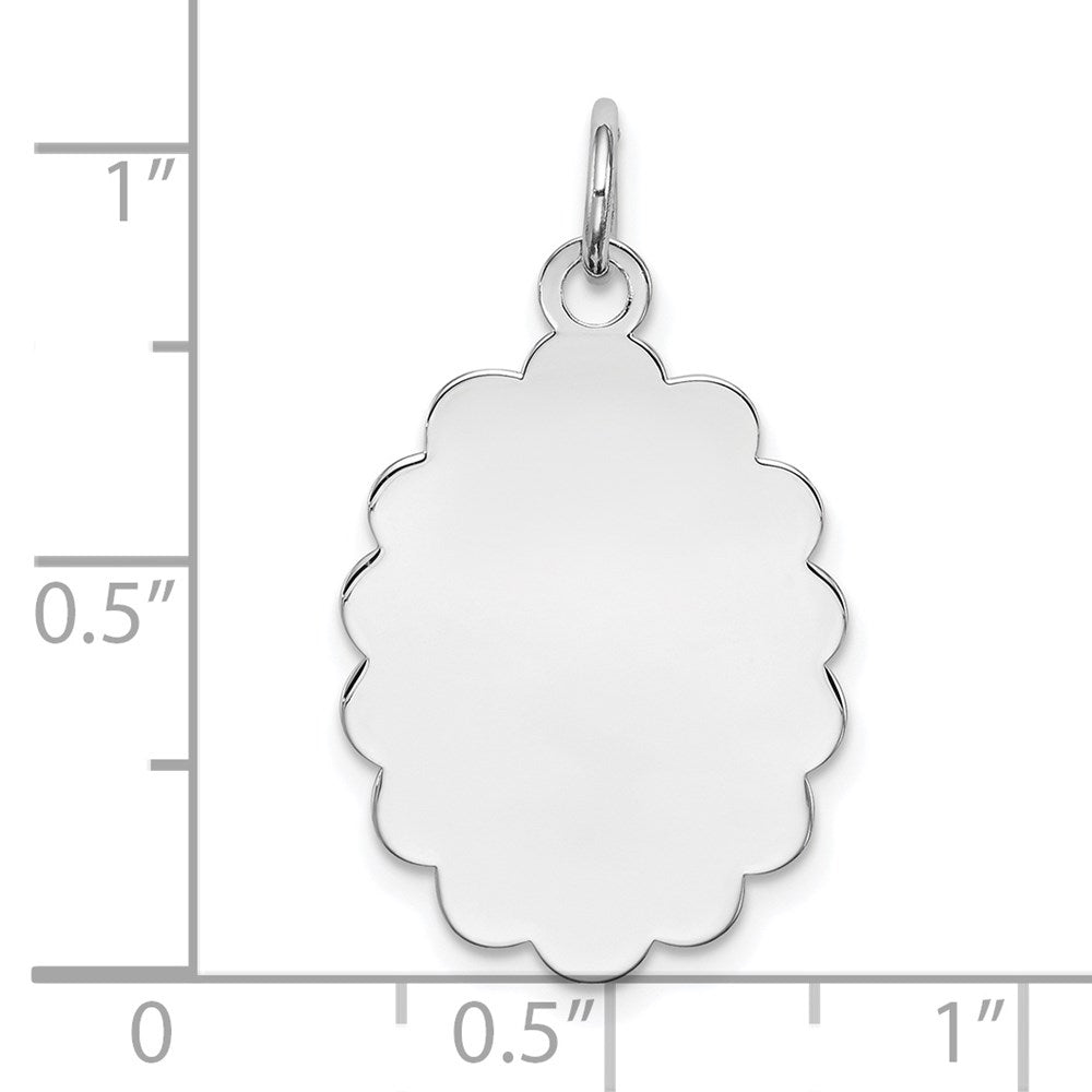 Sterling Silver Rh-plt Engraveable Polished Front/Satin Back Disc Charm