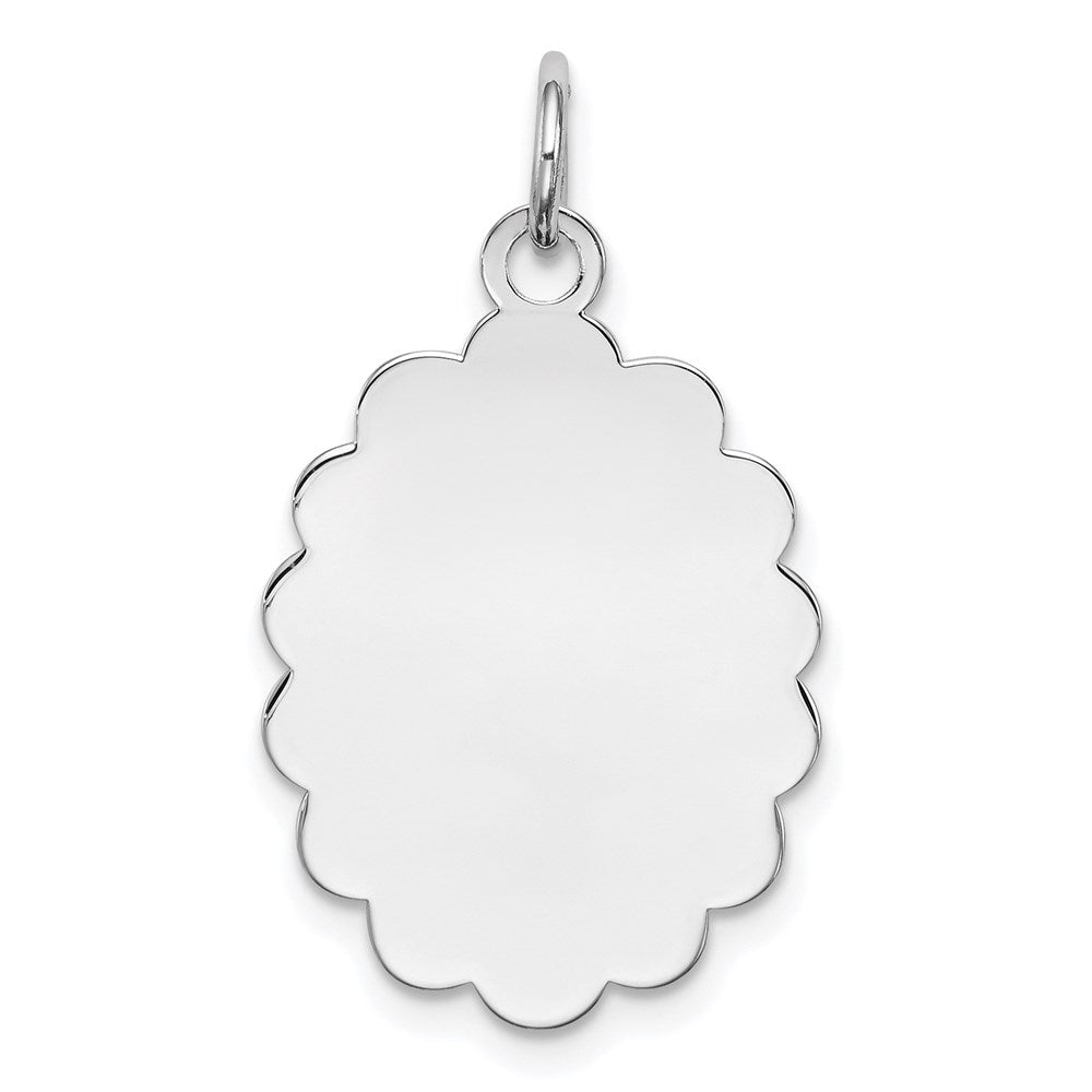 Sterling Silver Rh-plt Engraveable Polished Front/Satin Back Disc Charm