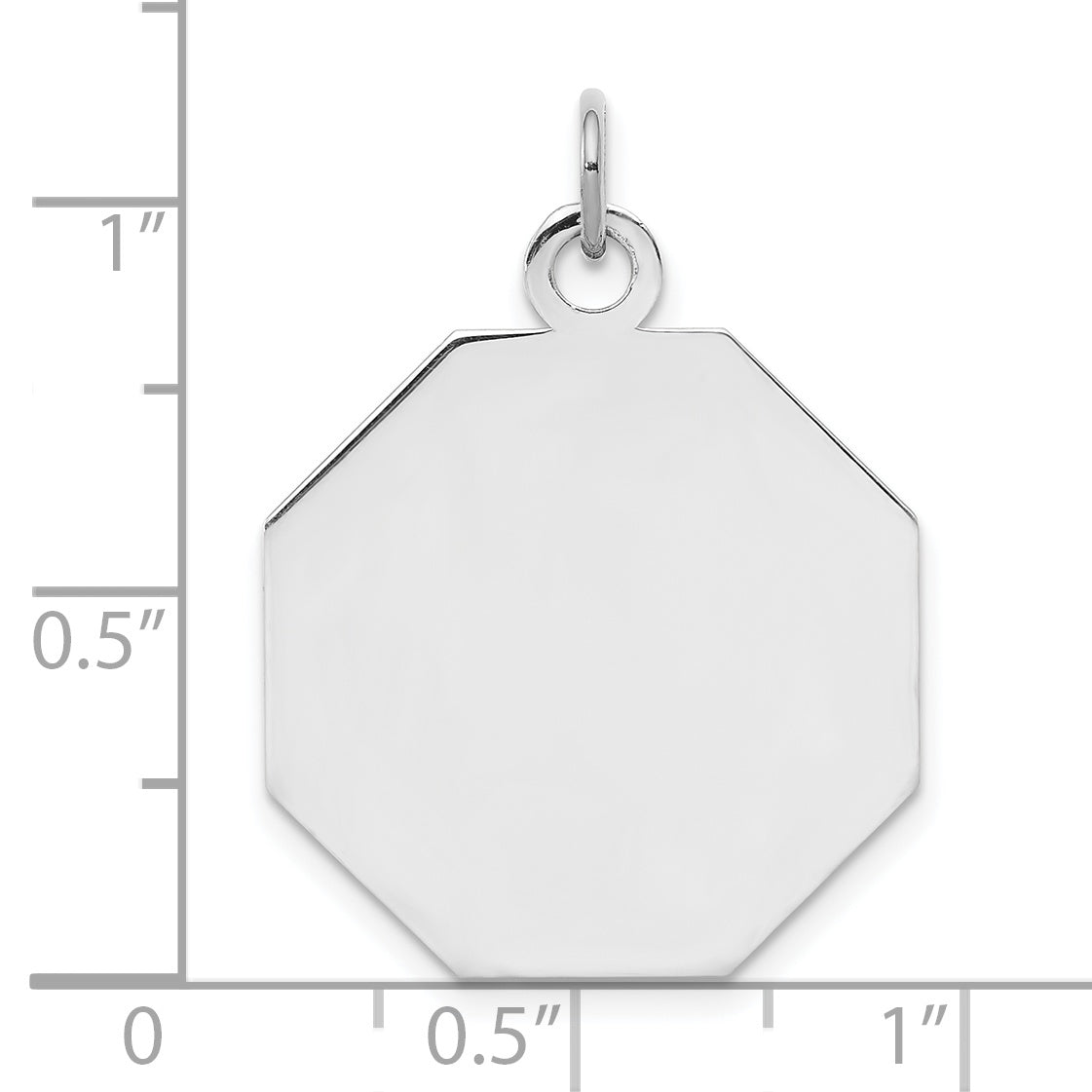 Sterling Silver Engraveable Octagon Polished Front/Satin Back Disc Charm QM426/18