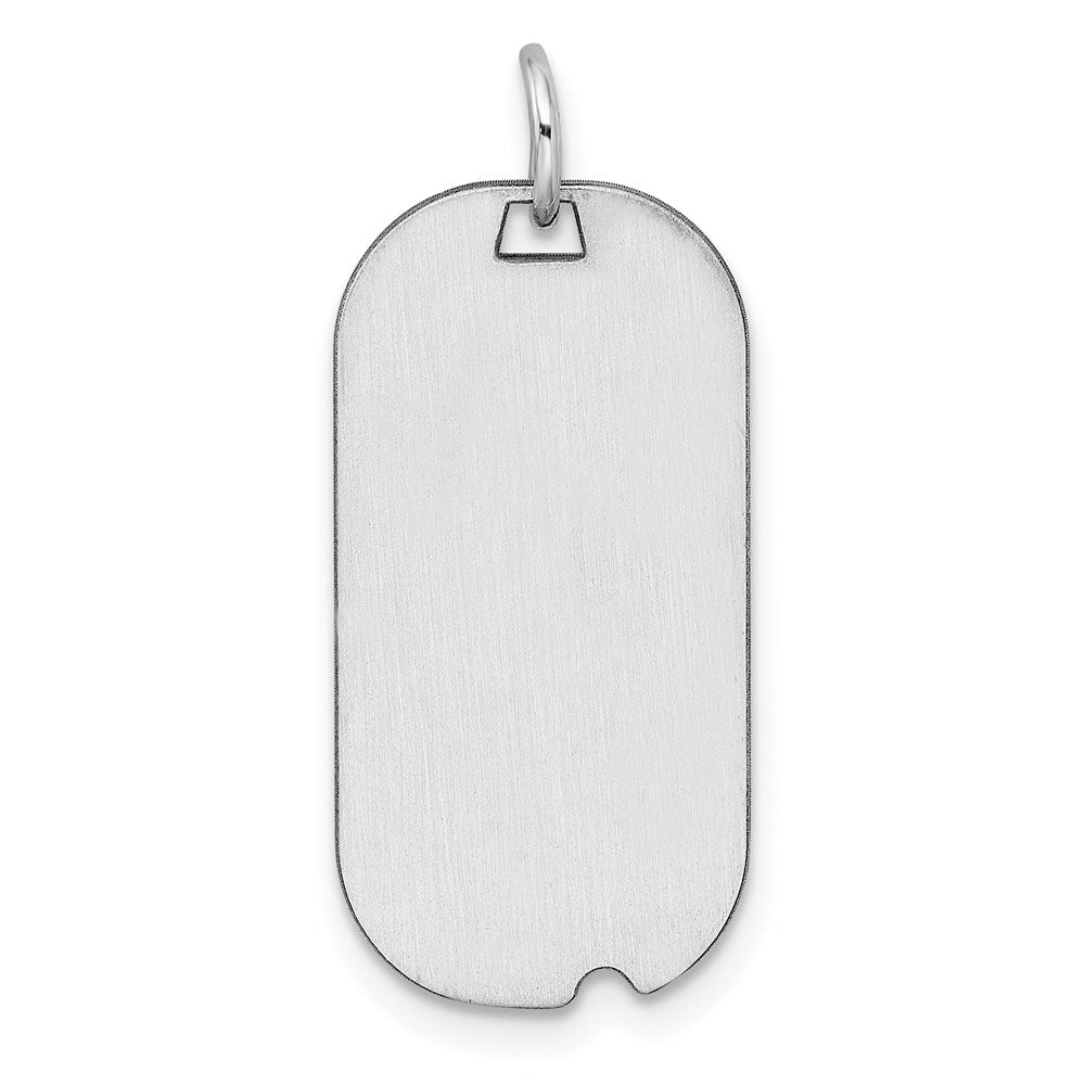 SS Rh-plt Engraveable Dog Tag Polished Front/Satin Back Disc Charm