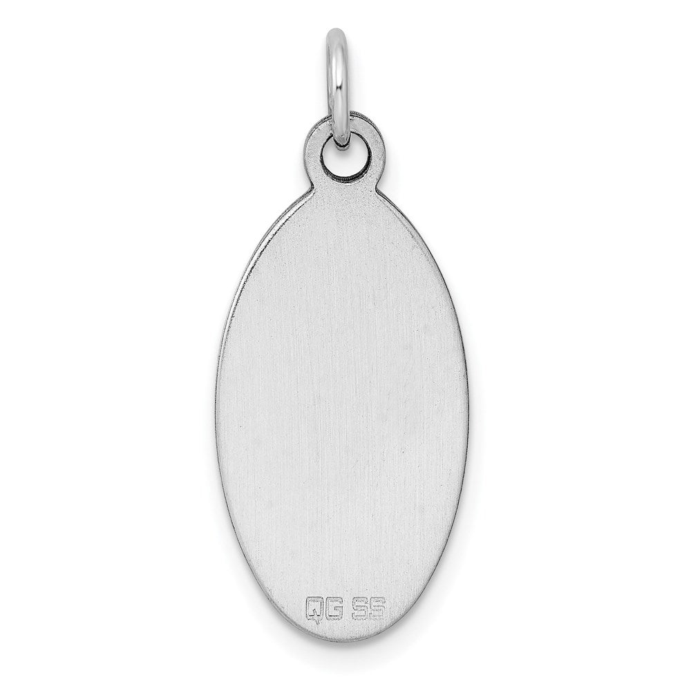 Sterl Silver Rh-plt Engraveable Oval Polished Front/Satin Back Disc Charm