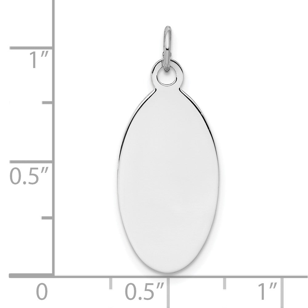 Sterl Silver Rh-plt Engraveable Oval Polished Front/Satin Back Disc Charm