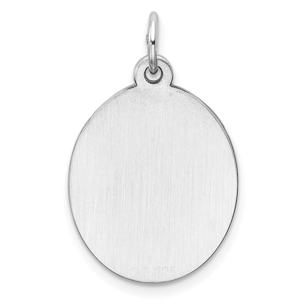 Sterling Silver Rhod-plate Eng. Oval Polish Front/Back Disc Charm