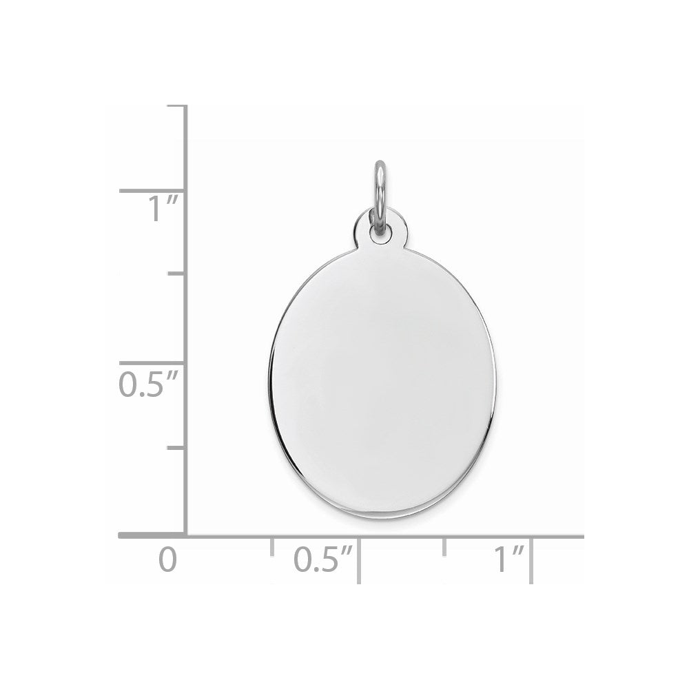 Sterling Silver Rhod-plate Eng. Oval Polish Front/Satin Back Disc Charm